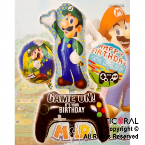 SET DE GLOBOS METALIZADO LUIGI 4 UNIDADES X 1